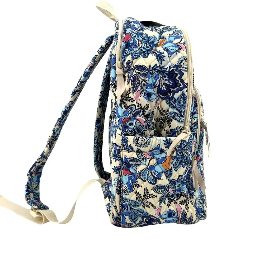 Vera Bradley Disney Bancroft Backpack Stitch Leafy Blooms Quilted Premium Cotton